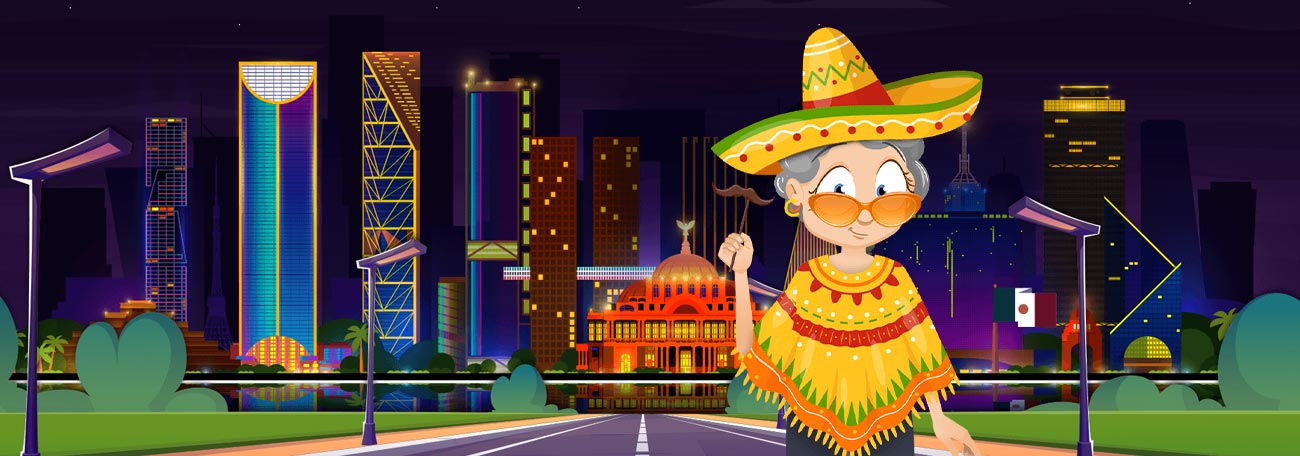 Glamma in her poncho and sombrero is visiting Mexico City